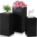Zonon 3 Pcs Square Pedestal Stands for Party, Metal Display Stands Pillars for Wedding Bridal Ceremony Baby Shower Birthday Party Decorations, 29.5*13.4''(L), 23.6*11.8''(M), 19.7*10.2''(S)(Black)