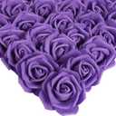 IPOPU Artificial Roses Flowers Heads, 100Pcs Stemless Foam Roses Heads Bulk 3in Fake Flowers for Crafts, Wall Decorations, DIY Wedding Bouquets, Bridal Shower, Party Home Decoration(Dark Purple)