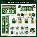 Green and Gold Graduation Decorations 2026 Set, All-in-1 Kit with Congrats Grad Banner Class of 2026 Backdrop Porch Sign Balloons Centerpieces Card Box Pom Poms Streamers for College High School