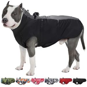 IKIPUKO Dog Winter Jacket - Size S, Warm Zip Up Snowsuit Dog Harness Vest, Reflective, Water-Resistant, Black
