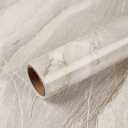 VEELIKE Glossy Beige Gold Marble Contact Paper for Countertops Waterproof Peel and Stick Countertop Contact Paper 24''x354'' Self Adhesive Vinyl Marble Wallpaper for Bathroom Kitchen Counter Top Cover