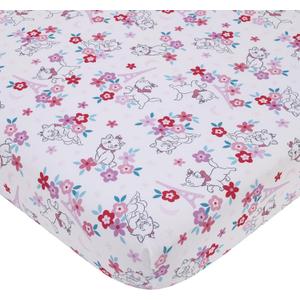 Disney Aristocats Pink, White, and Teal, Marie Super Soft Nursery Fitted Crib Sheet