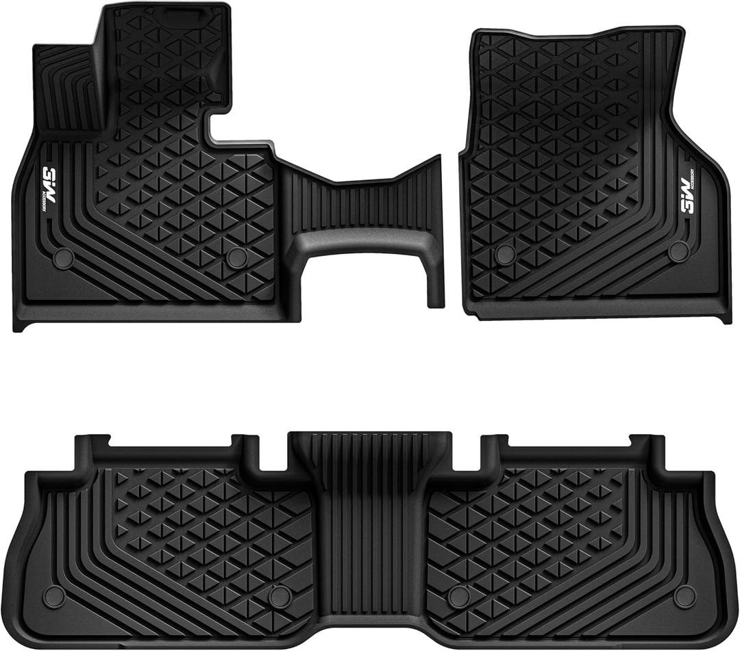 3W Floor Mats for 2022–2025 BMW iX, Custom Fit BMW IX All-Weather TPE Floor Liners, 1st and 2nd Row Full Set, Black