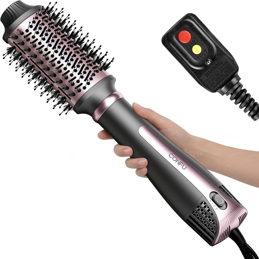 CONFU Blow Dryer Brush, 4-in-1 Styling Tools Hair Dryer and Styler Volumizer with Negative Ion Anti-frizz Blowout, Hot Air Brush for Drying, Straightening, Curling