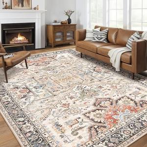 homewill 9x12 Area Rugs for Living Room - Large Carpet Ultra Thin Soft Washable Oriental Vintage Floral Distressed Rug Big Indoor Carpets for Bedroom Nursery Dorm Home Decor Aesthetic - Multi