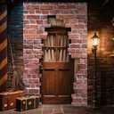 Preboun 78.7" x 47.2" Wizards Door Banner Signs Magical Wizard Door Banner Sign Red Brick Wall Backdrop Decorations Hanging Porch Backdrop for Birthday Holiday Party Home Supplies(Vintage)