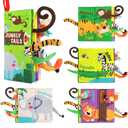 beiens Baby Books Toys, Touch and Feel Crinkle Cloth Book for Infant Baby 0-3-6-12-18 Months, Early Development Interactive Stroller Soft Toys, Newborn Gifts for Boys Girls (S)