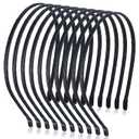 10 Pcs Metal Hair Band, 0.5 cm/0.2" Black Headband Thin Smooth Wire Headband Blank Plain Hairband Craft Headbands Frame Base for Women Men Girls DIY Hair Accessories