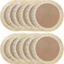 FunWheat Burlap Round Braided Placemats Set of 12 for Dining Tables 15 Inch Heat Resistant Jute Table Mats Farmhouse Woven Fabric Natural Place mats for Fall Decorations Indoor Outdoor(Beige)