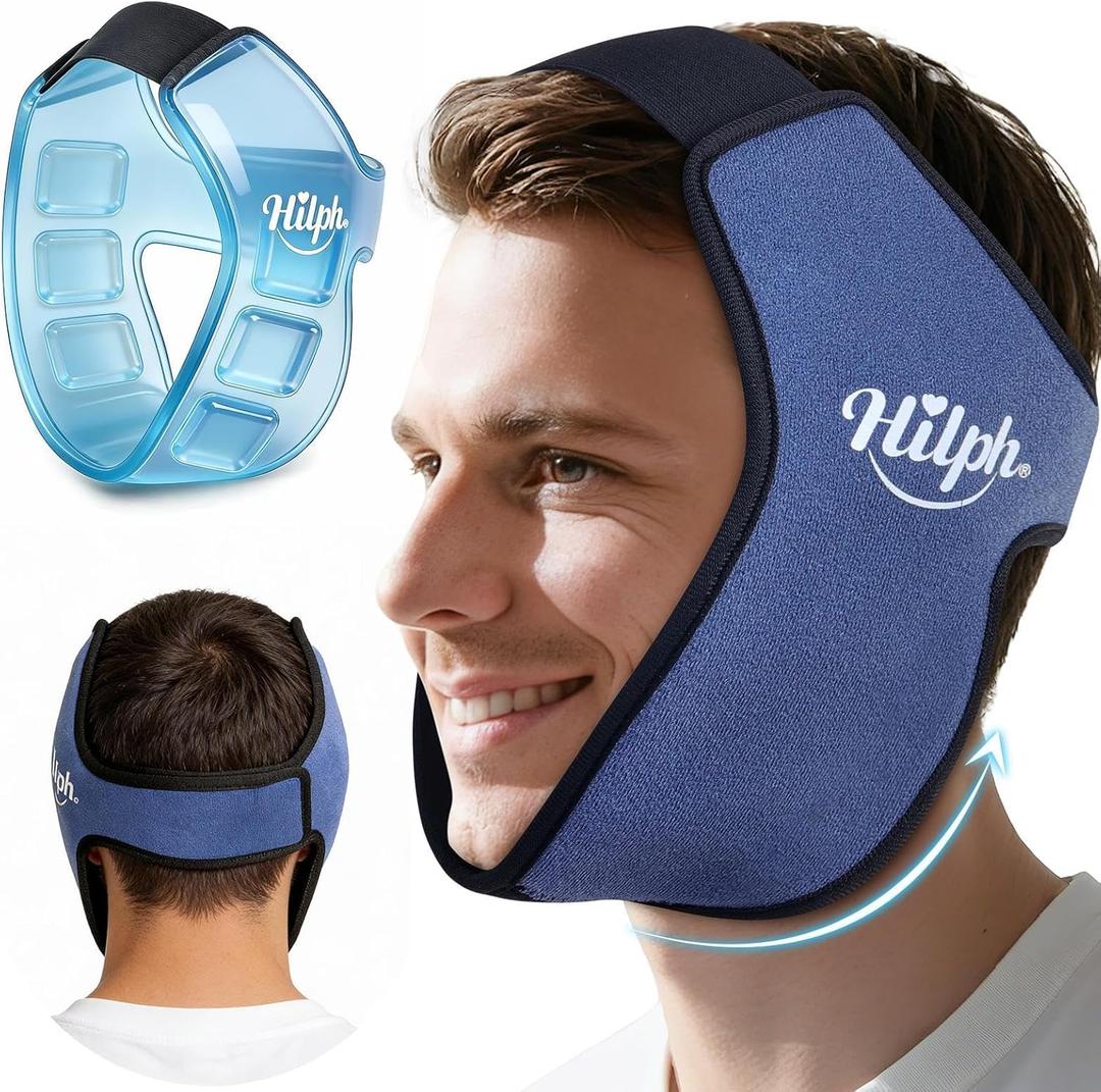 Hilph 3D Wisdom Teeth Ice Pack Wrap, 1 Hours Long-Lasting Ice Pack for Jaw, Cheek & TMJ with Ice Grid Gel Design, Flexible Gel Face Ice Wrap for Pain Relief After Oral Surgery, Wisdom Teeth Removal