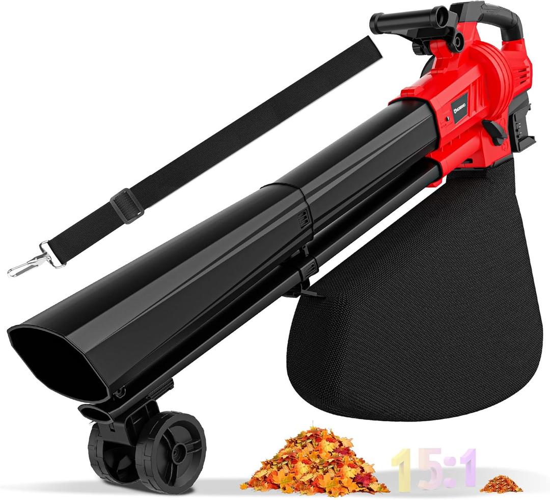 3-in-1 Leaf Vacuum Cordless with Bag Compatible for Milwaukee 18V Battery, Electric Leaf Mulcher & Leaf Vacuum with Bag 40L, Handheld Leaf Blowers for Lawn Care, 5 Speeds, Turbo Mode(Not Battery)