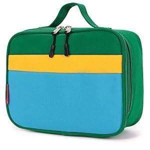 HawLander Insulated Kids Lunch Box Bag for Boys and Girls, Standard Size for School, Green Blue