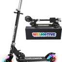 Kick Scooter for 3+Years Old Boys & Girls Lightweight, Foldable, Aluminum Frame, and Adjustable Handlebars, Rear Brake, and Flashing Light up Wheels