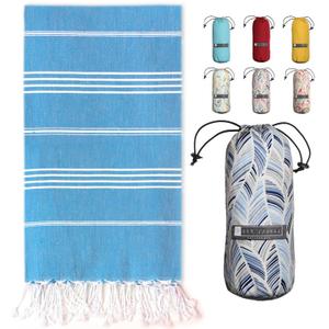 BAY LAUREL Turkish Beach Towel with Travel Bag 39 x 71 Quick Dry Sand Free Lightweight Large Oversized Towels Light