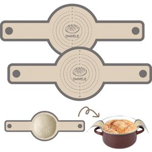 Silicone Bread Sling for Dutch Oven, Non-Stick & Easy to Clean Bread Baking Mat Set, 2 Pcs Reusable Bread Sling with Long Handle to Transfer Sourdough (Gray, 2PCS Round)