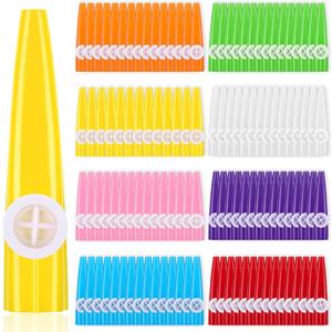 144 Pcs Plastic Kazoo Bulk for Kids Adults Musical Instruments with Kazoo Flute Diaphragms for Kids Gift Prize Party Favors, A Good Companion for Ukulele Violin Guitar Piano Keyboard, 8 Colors