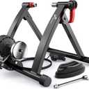 Sportneer Bike Trainer - Magnetic Stationary Bike Stand for 26-28" & 700C Wheels - Adjustable 6 Level Resistance Bike Trainer Stand for Indoor Riding with Quick Release Lever & Front Wheel Riser Block (Black)