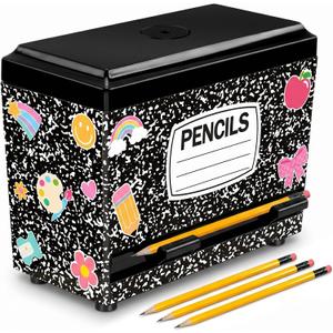Composition Pencil Dispenser for Classroom Back to School Decorations Composition Notebook Pencil Dispenser Holder with Lid for Teacher Student Classroom Home Office Middle Preschool Gift Supplies