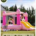 Outfunny Indoor Bounce House with Slide, Inflatable Bouncy House for Kids 3-8, Bounce Area 6'x6', Capacity 300 lb - Pink