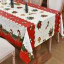 Christmas Tablecloth Heavy Duty Vinyl Red 54x84 inch Square Christmas Table Cloth Reusable Waterproof Foldable Plastic Tablecloths PVC Xmas Table Cover for New Year Party Decor