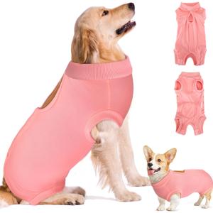 SlowTon Dog Recovery Suit - Surgery Recovery Suit for Female Male Dogs, Dog Onesie After Spay Abdominal Wounds, E-Collar Cone Alternative Prevent Licking Pet Surgical Suit(Light Pink,XXL)