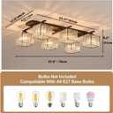 Flush Mount Ceiling Light Crystal Shade Chandelier Modern Lighting Fixture for Bedroom Living Room Dining (6 Lights Black)