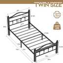 Twin Bed Frames with Vintage Headboard, 1500LBS Heavy Duty Twin Platform Bed Frame with Noise Free Design/12 Inch Under-Bed Storage Space/No Box Spring Needed/Tool-Free Assembly