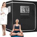 Smartmak Full Size Steam Sauna Tent, Portable Whole Body Home Spa Room, 1 or Two Person Large Space, Steamer NOT Included (47.28" x 35.46" x 63" Grey Border)