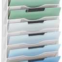 EASEPRES 10 Pocket Mesh Hanging Wall File Organizer, Wall Mounted Mail Paper Document Folder Holder, Clipboard Storage Organization Magazine Rack with Nametag Label for Office Home School, White
