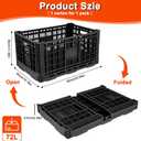 Collapsible Milk Crate, 52L Milk Crates Heavy Duty, Collapsible Storage Crate, Foldable Crates for Car, Trunk, Grocery, Home Storage - Extra Large, Holds 130 lbs (72L Black)