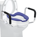 Raised Toilet Seat with Handles, 4'' Toilet Seat Riser for Seniors with TPR Padded and Aluminum Arms, Toilet Safety Riser for Most Toilet (Blue)
