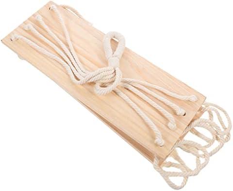 WHAMVOX Cotton Rope Shelf Wall Hanging Double Layer Storage Rack | Wood and Cotton, Beige Simple Style, Decorative Home Piece, Space Saving Wall Use for Sundries Storage