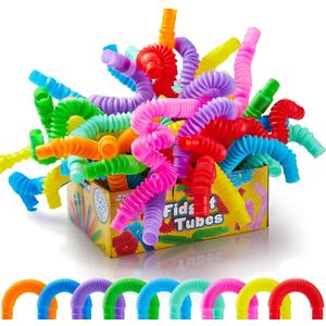 JOYIN 18 Pack Pop Tubes, Sensory Toys (Small) Fidget Toys Party Favors - 9 Colors, Creativity Learning & Fun for Toddler Kids - Perfect for Party, Goodie Bags Stuffers, Classroom School Reward