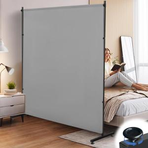 Room Divider, 73x75inch Large Privacy Screen with Adjustable Feet,Portable Single Panel Partition Wall for Room Separation,Room Separator with Thickened Fabric for Indoor Office,Bedroom,Outdoor Patio (Grey)