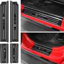 Upgraded American US Flag Door Sill Guards for Jeep Wrangler JL JLU 2018-2025 2026 & Gladiator JT 2020-2026 Accessories Stainless Steel Front Rear Entry Guard (US Flag Brushed Black 4-Door)