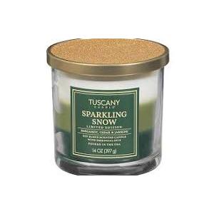 Tuscany Candle sparkling Snow: Juicy Pomegranate & Enchanted Jasmine Scented Halloween Candle, 14 oz