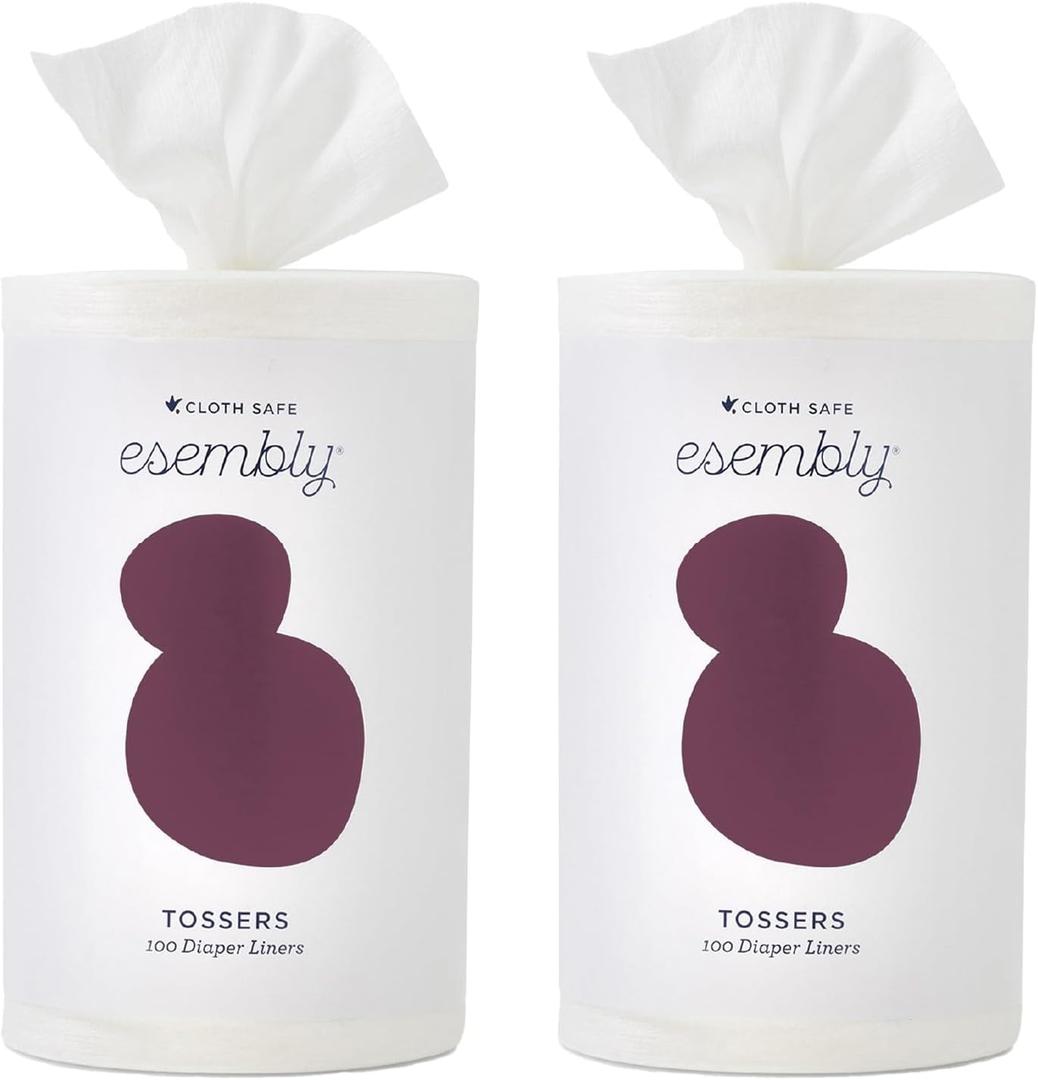 Esembly Tossers  Disposable Bamboo from Viscose Diaper Liners for Cloth Diapers  Earth-Friendly, Fragrance-Free, Chlorine-Free  One Size, 200 Liners (2-Pack of 100-Liner Rolls)
