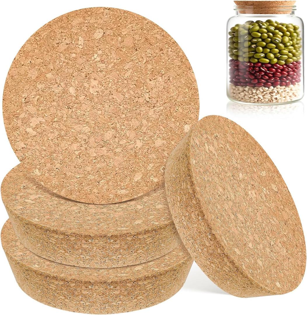 4 PCS Large Cork Bottle Stoppers 4.72x 4.13x 1.18 Inch Tapered Plugs Cork Canning Jar Lids Replacement Corks for Wines, Decorative Bottles, Jars, Arts, DIY Crafts