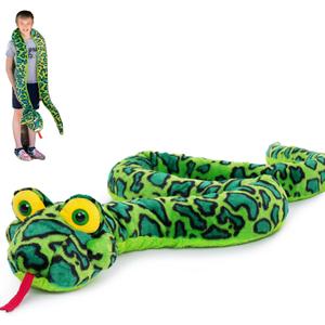 MaoGoLan 98 Inch Giant Snake Stuffed Animal Long Snake Plush, Green Boa Constrictor Plush Toy for Kids, Teens, Cuddly Body Pillow for Adults Mothers Day Halloween Prank Props