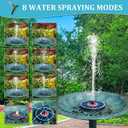 Solar Bird Bath Fountain,Upgrade 3.5W Glass Panel Solar Fountain with 2200mAh Backup Battery, White LED Lights, 8 Spray Modes, 4 Fixed Rods for Garden, Pond, Pool,Patio Outdoor Water Feature