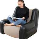 Large Inflatable Leisure Chair, Inflatable Sofa Chair for Outdoor and Indoor Use (Black+Grey, Single Chair) (38 inches (W) x 35 inches (L) x 35 inches (H))