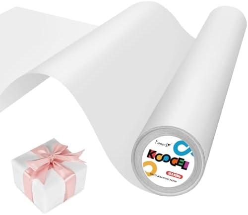 Koogel White Wrapping Paper Roll, 15" x 450"(38') Solid Color Gift Wrapping Paper for Packing Gift Wrap Parcel Wall Art Crafts Floor Covering, Set of 2 Koogel White Wrapping Paper Roll, 15" x 450"(38') Solid Color Gift Wrapping Paper for Packing Gift Wrap Parcel Wall Art Crafts Floor Covering, Set of 2