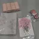 Fullhawl 50 Sets Wedding Invitations Wraps Set Rose Gold Foil Pre Folded Vellum Jackets for 5 x 7 Invitations Pink Dried Flowers Wax Seal Stickers Chiffon Silk Ribbon for Craft DIY