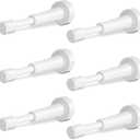 6PCS Spring Door Stoppers for Wall - 4.33 Inch Door Stop for Bottom of Door, Aluminum Doorstopper with Silicone Tip, Screw & Adhesive Installation, White
