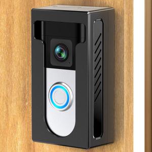 No Drill Adhesive Video Doorbell Mount Compatible for Ring/Blink Wireless Video Doorbell, Not Block Doorbell Sensor, QIBOX Anti-Theft Camera Mount Bracket Cover Holder Corner Kit Accessories (Black)