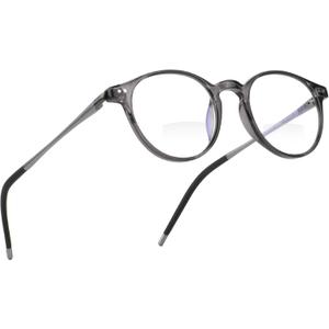 Exquisite Round Ultralight Bifocal Reading Glasses Women Men Durable Blue Light Blocking Anti EyeStrain/UV Computer Readers Spring Hinge 2.0 Grey