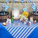 4 x 3pcs Oktoberfest Blue White German Tablecloths, Bavarian Vinyl Rectangle Plastic Checkered Tablecover 54 x 108in, Beers Festival Party Accessories for Oktoberfest Decorations Camping Picnic