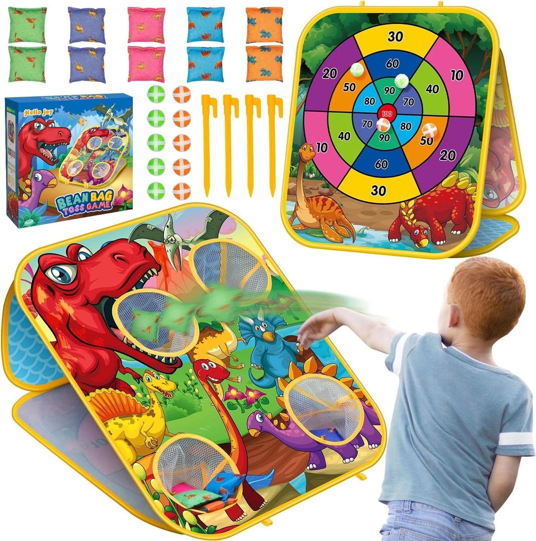 Dino Bean Bag Toss Game Toy for Kids, Cornhole Board Outdoor Toys for Toddlers, Easter Gifts for Kids, Backyard Beach Lawn Party Toss Game Toy for 3 4 5 6 7 8 Year Old Boys Girls Birthday Gifts