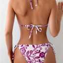 OYOANGLE Women's Floral Print Halter Neck One Piece Swimsuits Cut Out tie Backless Bathing Suit Beach Monokini (XL)