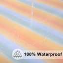 misaya Round Fitted Tablecloth with Elastic Edge, 100% Waterproof Oil Proof Plastic Table Cover, Vinyl Flannel Backed Tablecloth Fits 45"-56" Round Tables for Dinner, Outdoor, Picnic, Rainbow Striped